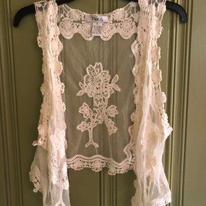 Pinky XL Off-White Short Sleeve Lace Cover Up